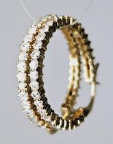 18ct Solid Yellow Gold Hoop Earrings Dressed w/ a Swath of Clear Cubic Zirconia